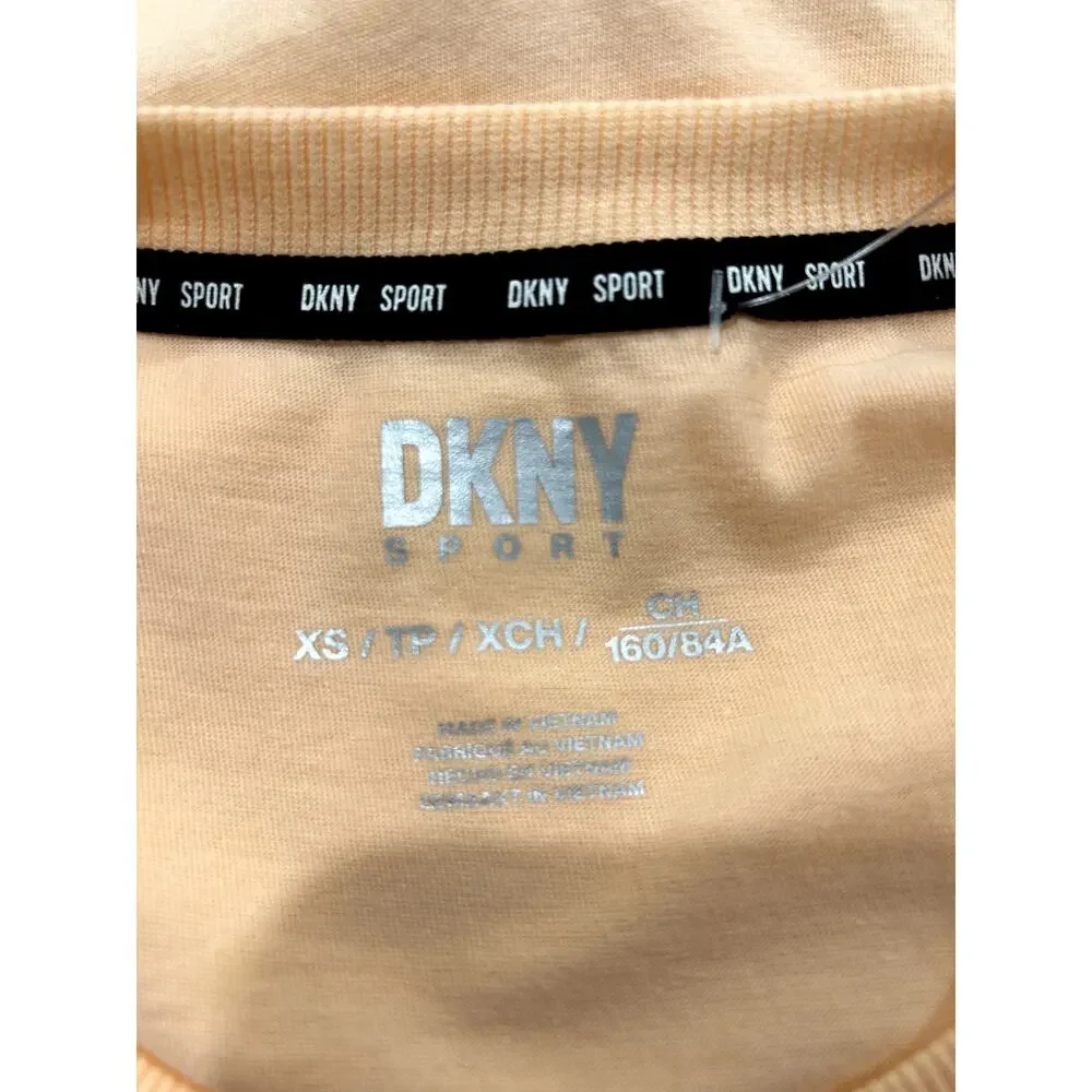 DKNY Sport Womens Cotton Stud Logo Knot Front T-Shirt Tee Top Sz XS 100% Cotton - Picture 6 of 6